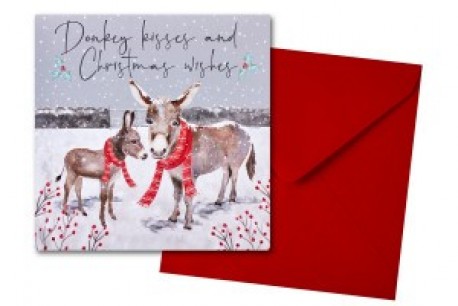 Donkey Kisses and Christmas Wishes Card