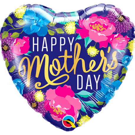 Happy Mother's Day Colourful Peony Heart Balloon