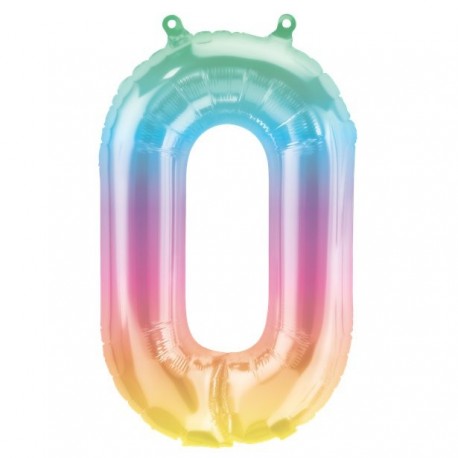 Number 0 Foil Balloon – Pastel Ombre