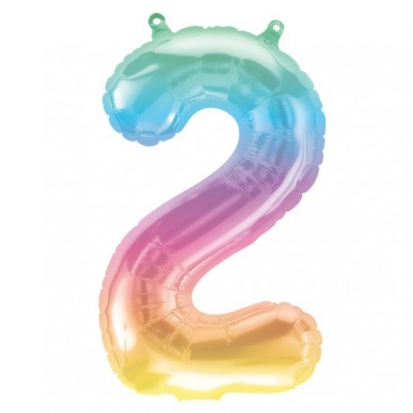 Number 2 Foil Balloon – Pastel Ombre