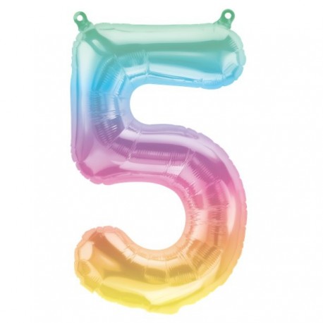 Number 5 Foil Balloon – Pastel Ombre