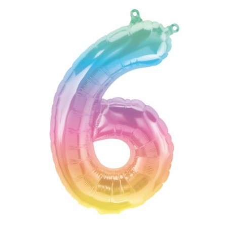 Number 6 Foil Balloon – Pastel Ombre