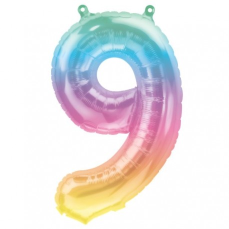 Number 9 Foil Balloon – Pastel Ombre